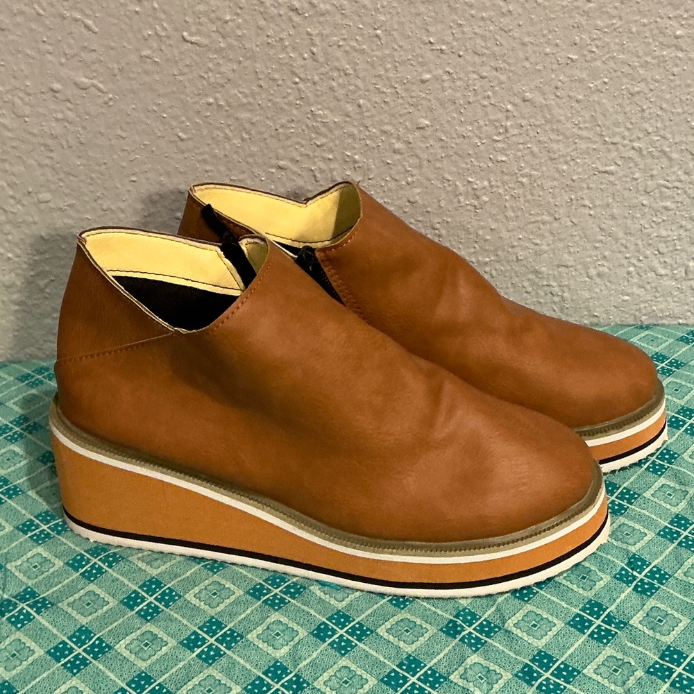 Tan Platform Slip-On Shoes